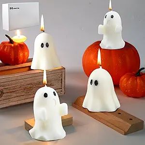 4 Pieces Large Halloween Ghost Candles Ghost Scented Candles White Candles Spooky Candles Goth Gi... | Amazon (US)