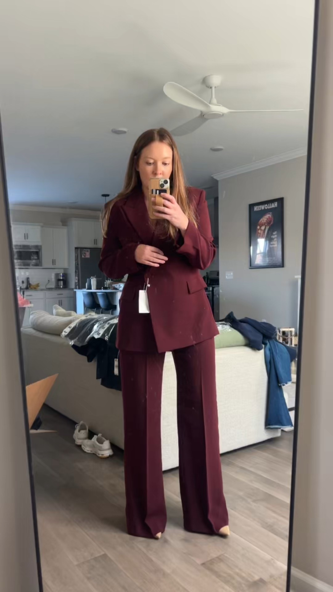I might buy the black too..
Maroon suit - tts wearing an 8 in both pieces 
Straight trouser - maroon - Tts 
Maroon blazer - tts 

#LTKFindsUnder100 #LTKootd #LTKWorkwear