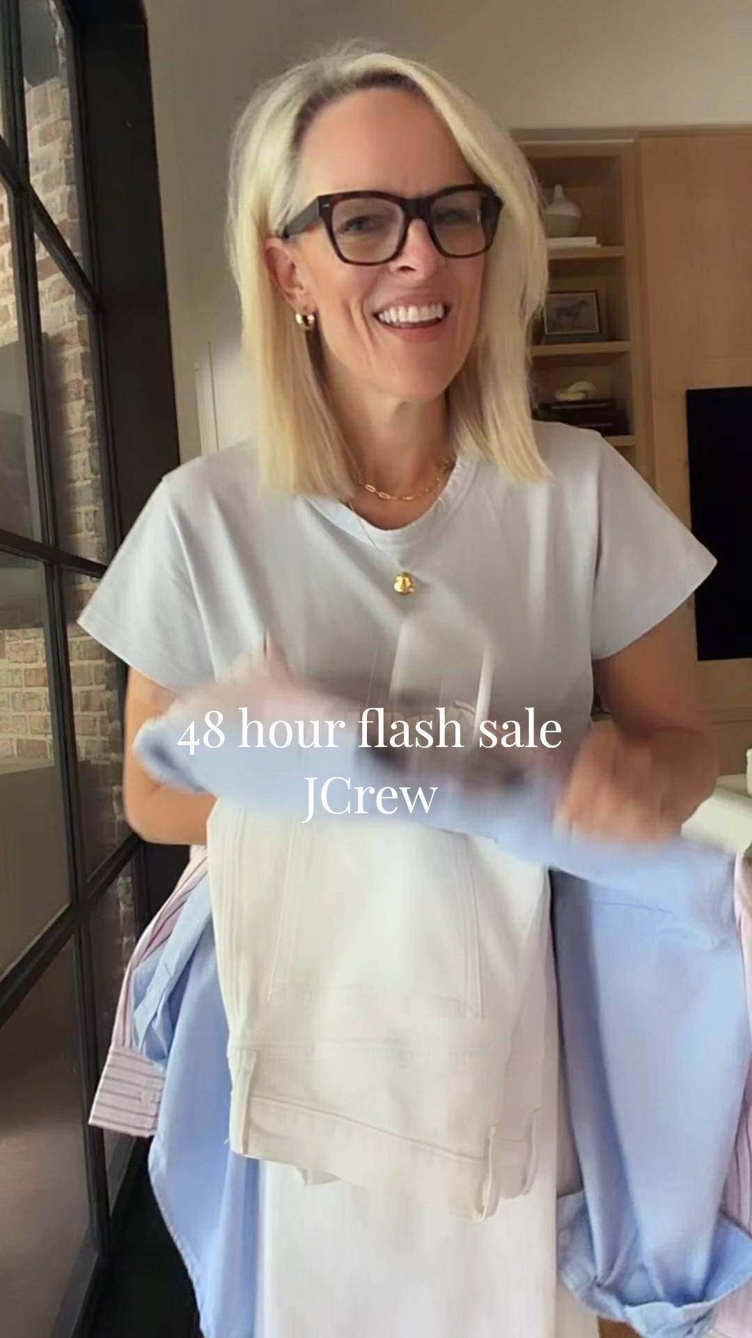 All great, white denim. Not see through

No code needed but only lasts 48 hours 

It’s unusual that J.Crew would put some of their best selling new arrivals on sale this early. It only lasts 48 hours. 
Denim #1 wearing true size, if between sizes, size up 
Tee - sized up to medium
Denim #2 - wearing true size
Denim #3- wearing true size has lots of stretch. If between sizes, size down
Oversized blue shirt - I sized down one￼￼

Most of the denim was $158 now $98 ￼￼

#LTKOver40 #LTKSaleAlert #LTKdayinmylife