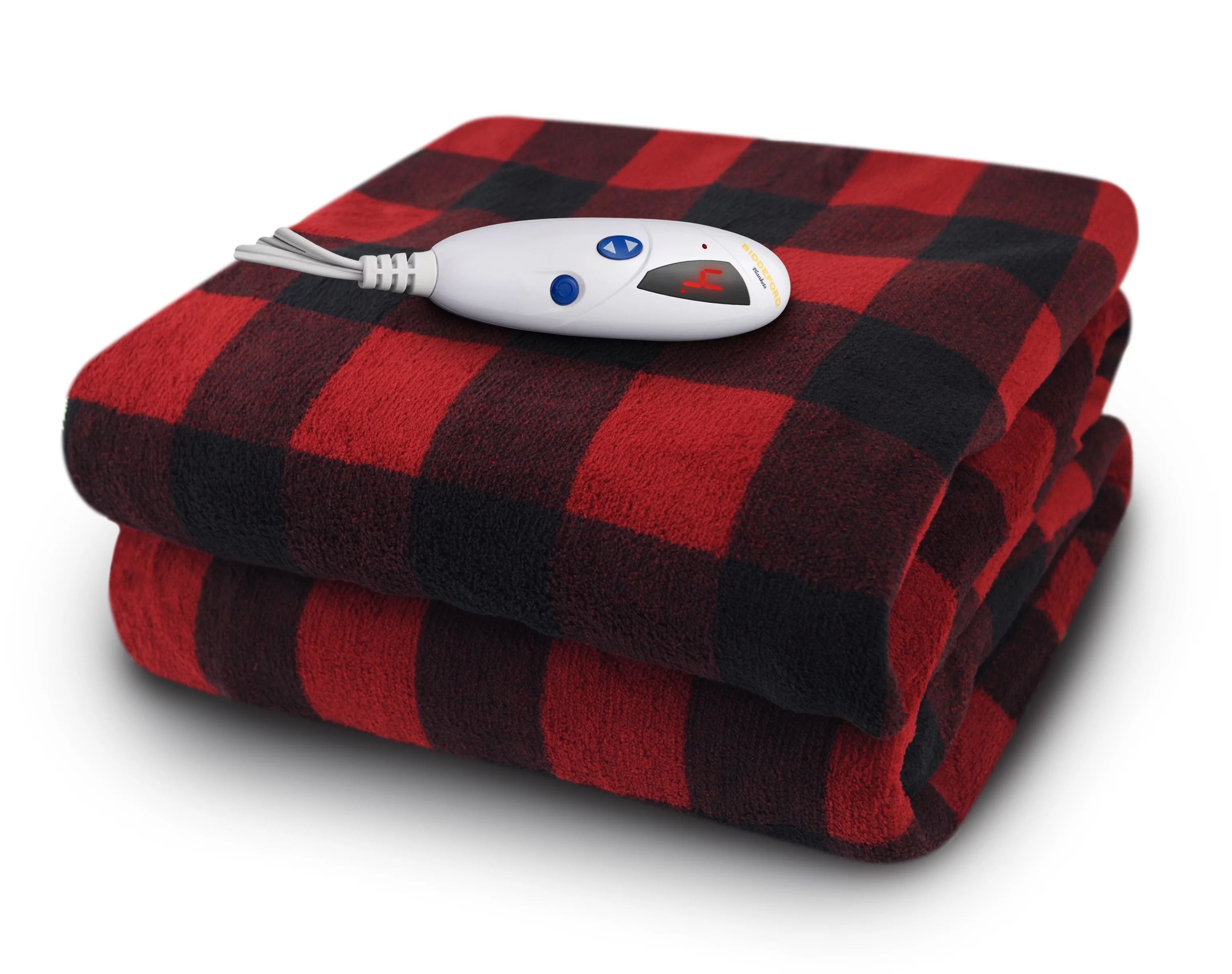 Biddeford Micro Plush Electric Heated Throw With Digital Controller, One Size, Black/Red Buffalo ... | Walmart (US)