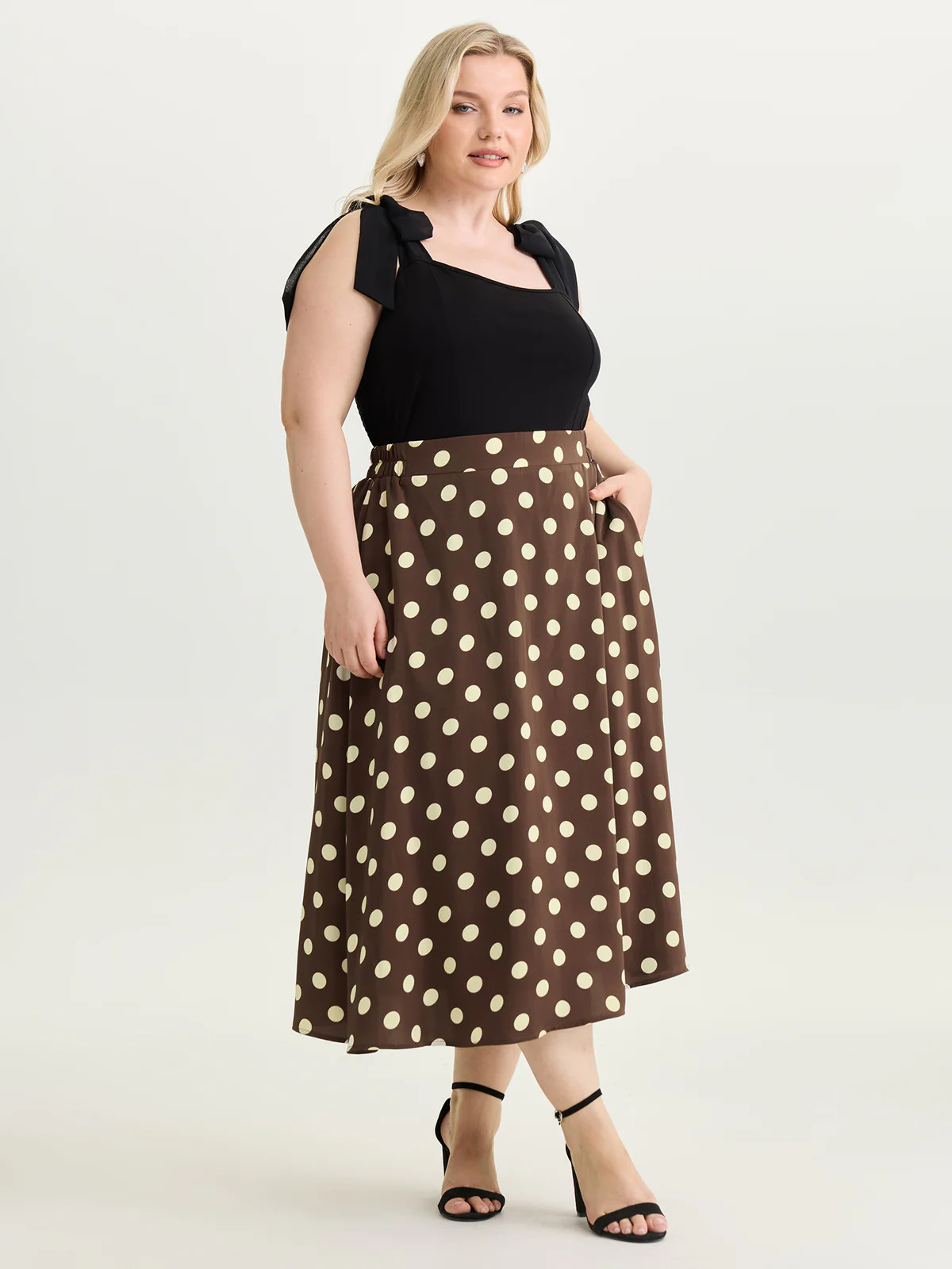Polka Dots Print Maxi Skirt | Bloomchic