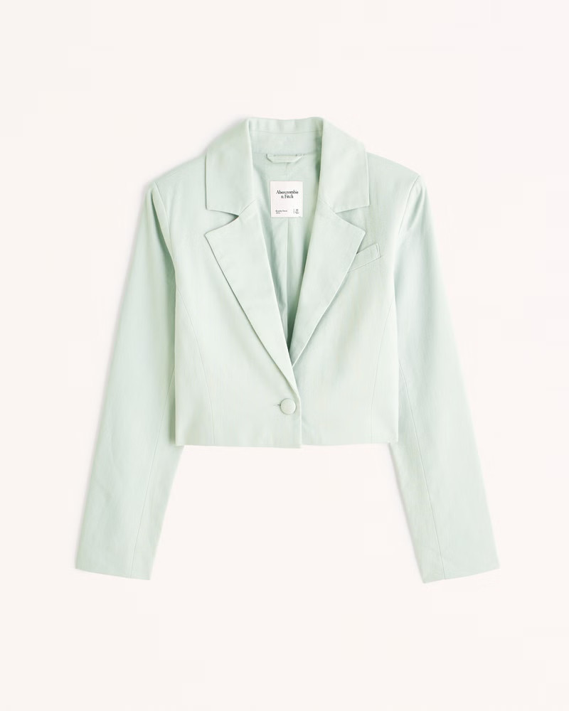 Cropped Linen-Blend Blazer | Abercrombie & Fitch (US)