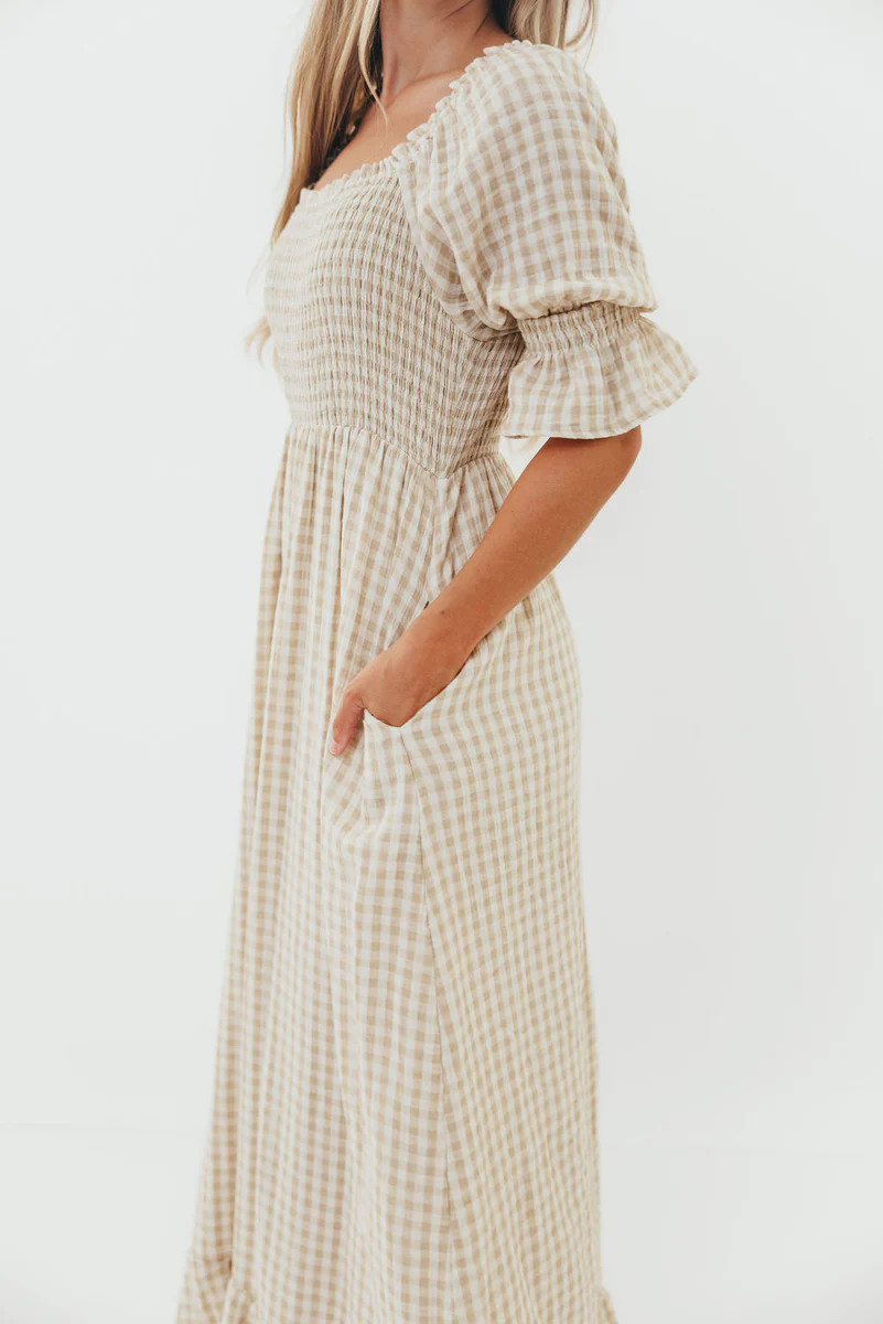 Sienna 100% Cotton Puff Sleeve Maxi Dress in Natural - Bump Friendly | Worth Collective