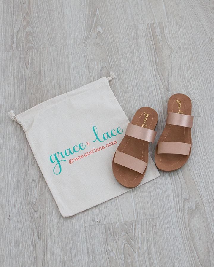 Double Strap Nude Slides | Grace and Lace