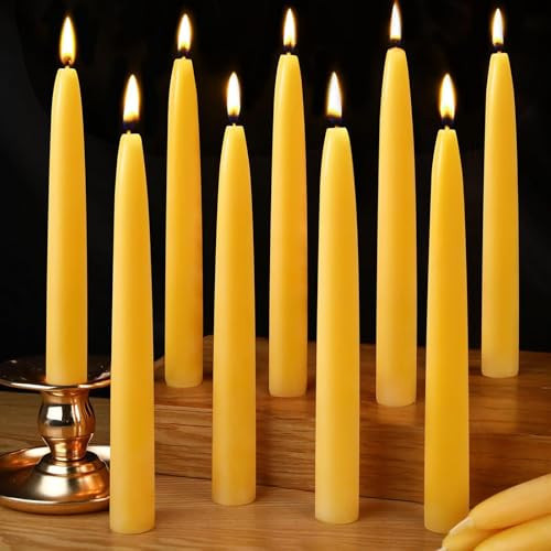 16 Pack Beeswax Taper Candles 8inch Smokeless Pure Beeswax Candle 8 Hour Burn Time Natural Bees Wax Candlesticks Unscented Bees Wax Candle for Home Prayer | Amazon (US)