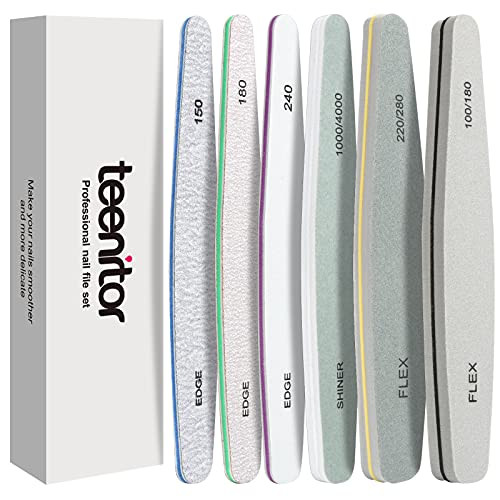 Nail File, Teenitor Gel Nail File Set Professional Nail Buffer File Block Natural Manicure File Nail | Amazon (UK)
