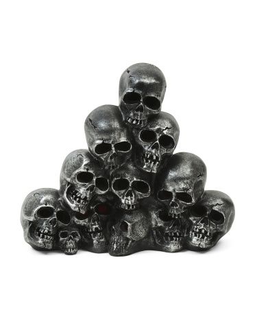 14in Resin Gunmetal Stacked Skulls | TJ Maxx