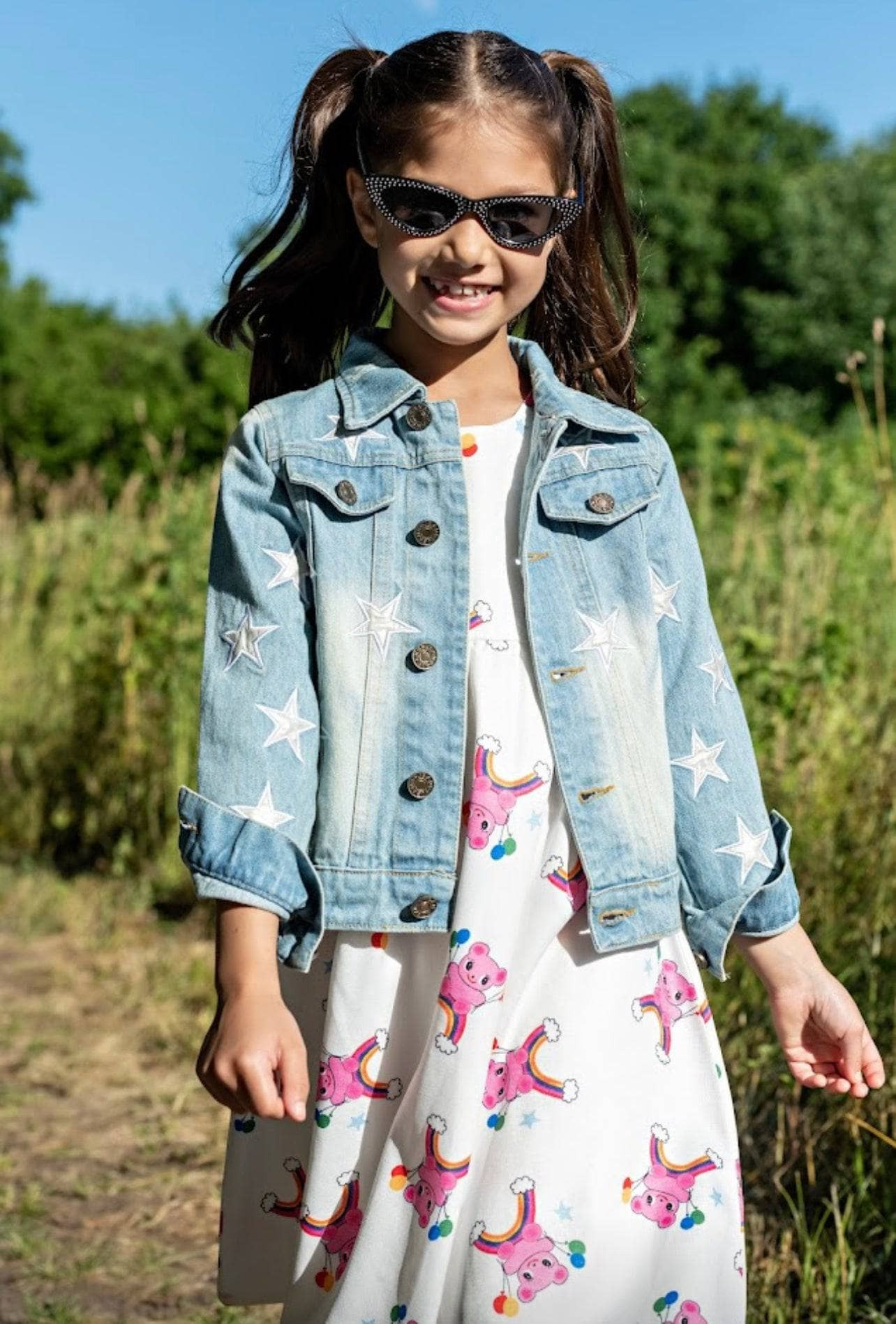 Star Leather Patched Denim Jacket | Lola + The Boys