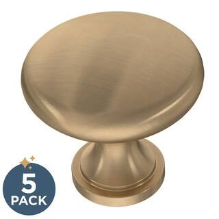 (5-Pack) 1-3/16 in. (30 mm) Classic Round Cabinet Knobs in Champagne Bronze with Antimicrobial Pr... | The Home Depot