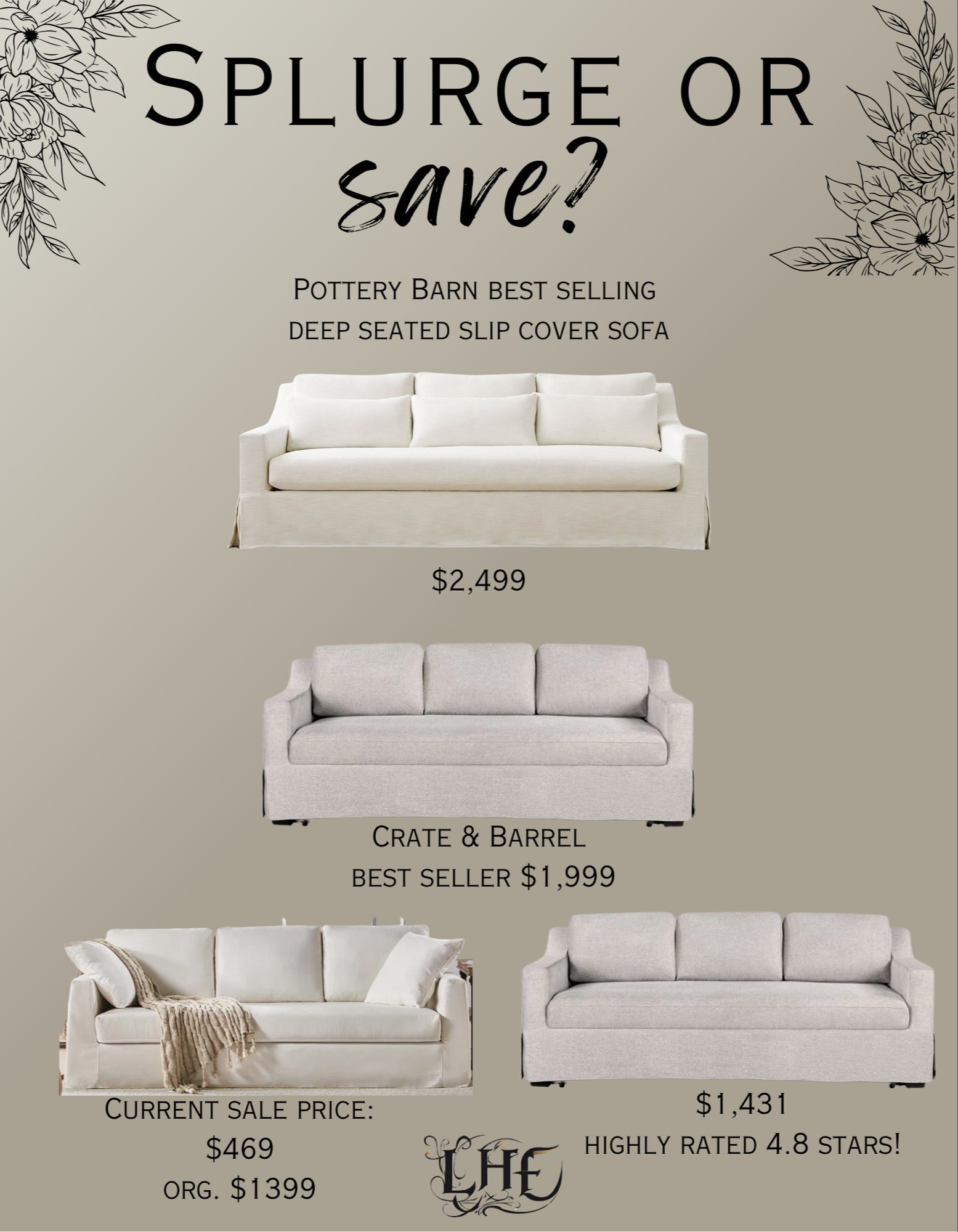 Pottery barn look for less for every price point! Shop by clicking the thumbnails below 👇... couch, sofa, living room refresh, living room, pottery Barn Dupe, pottery Barn couch Dupe, splurge or save, save vs splurge pottery Barn sofa look for less, designer couch look for less, designer look for less, designer inspired, slip cover sofa, furniture, affordable living room, affordable furniture, affordable, modern farmhouse living room, farmhouse living room, pottery Barn sofa, crate and Barrel couch, pottery Barn living room, affordable couch, couch living room, spring home

#LTKSpringSale #LTKSaleAlert #LTKHome