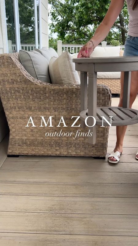 AMAZON OUTDOOR FINDS
side table is so pretty and great quality!

Black woven dining chairs are budget friendly and stackable!

Loving the waterproof pillow inserts and covers

These outdoor lantern lights are such a great high end look for less!

Love this woven box planter, I am using to create a privacy screen! 

Outdoor decor, outdoor living, outdoor furniture, patio furniture, outdoor dining, outdoor lighting, planter, outdoor pillow, outdoor table, outdoor dining chairs, amazon finds, Amazon home 