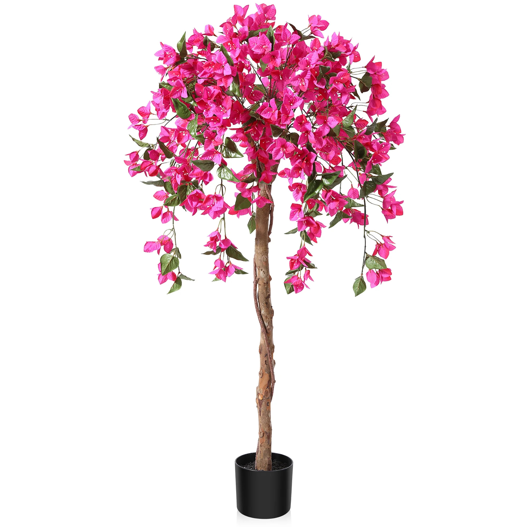 4FT Artificial Bougainvillea Flowers Tree, Potted Plants with Wood Trunk and Pink Flowers for Hou... | Walmart (US)