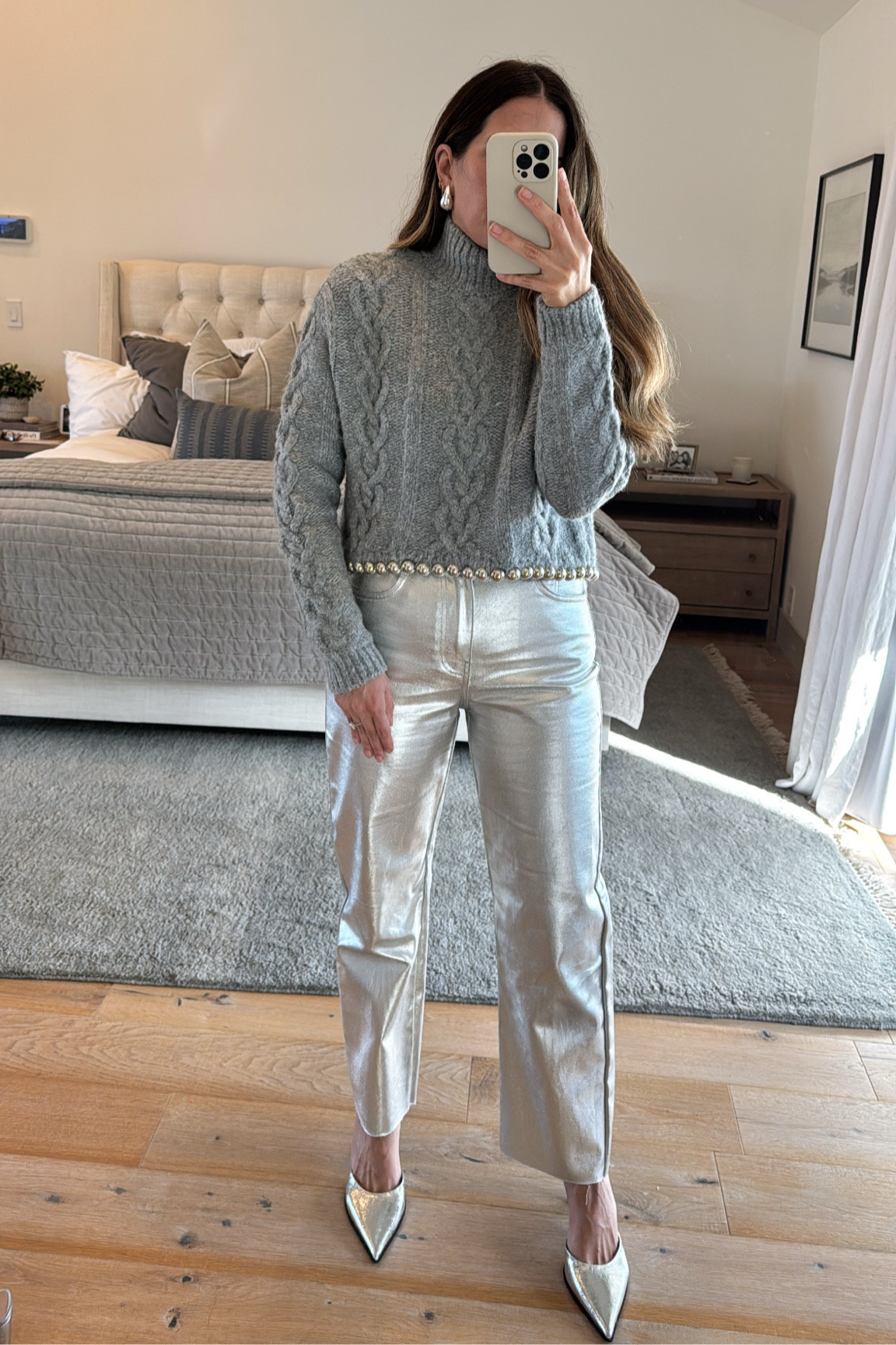 Leaning into the silver 

Sweater is Zara 

Silver pant
Silver purse 
Silver heel 
Silver earrings 
Grey sweater

#LTKParties #LTKShoeCrush #LTKStyleTip