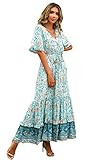 R.Vivimos Womens Summer Cotton Short Sleeve V Neck Floral Print Casual Bohemian Midi Dresses | Amazon (US)