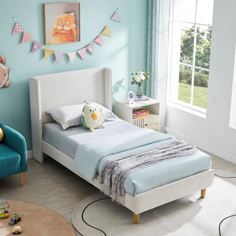 Luxury Corduroy Upholstered Bed - Modern Wingback Design,No Box Spring Needed, Noise-Free | Wayfair North America