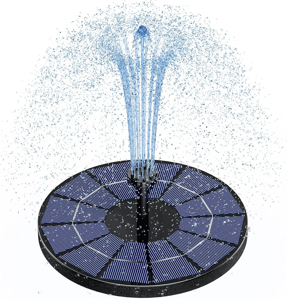 AISITIN 3.5W Solar Fountain Pump Built-in 1500mAh Battery, Solar Bird Bath Fountain with 6 Nozzle... | Amazon (US)