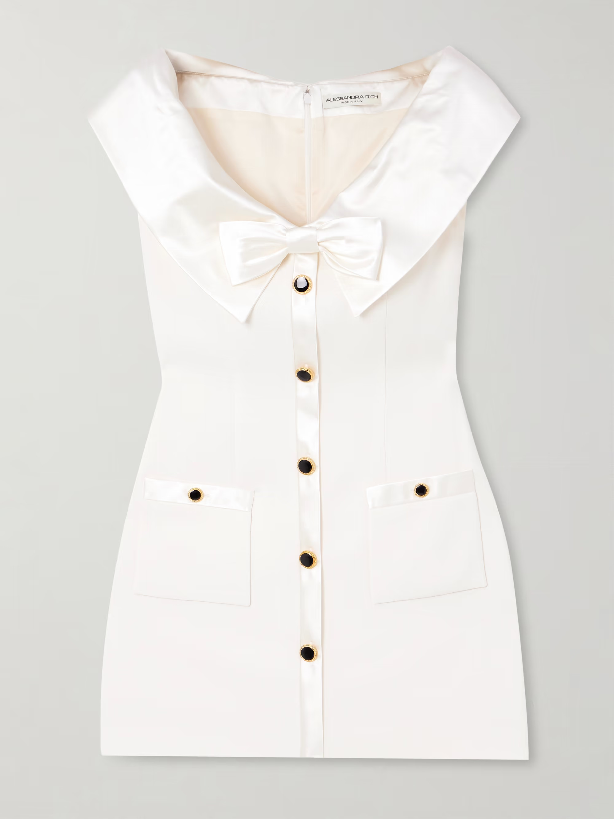 ALESSANDRA RICHBow-embellished silk-trimmed cady mini dress | NET-A-PORTER (US)
