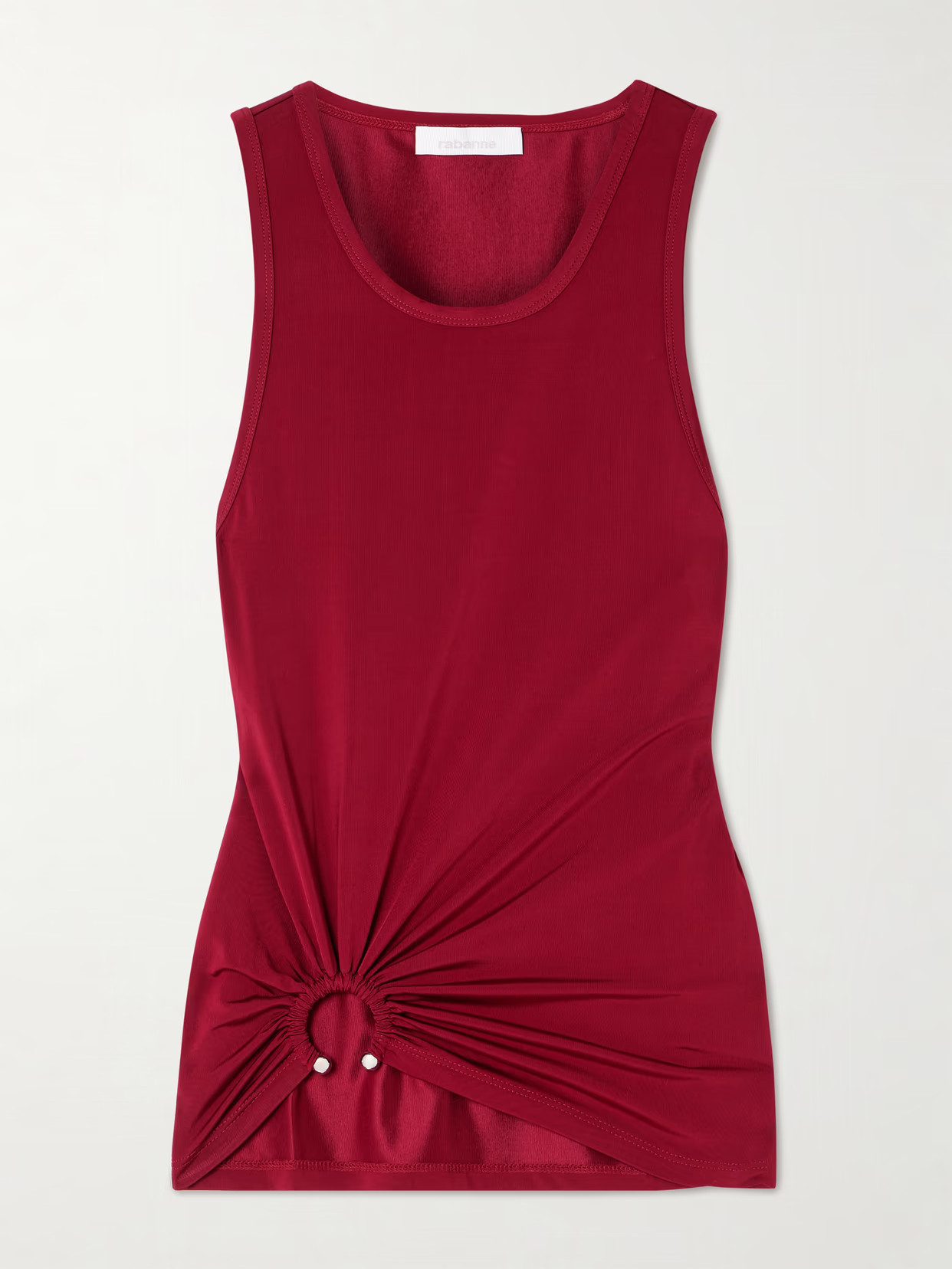 RABANNE - Embellished Ribbed Stretch-jersey Tank - Red | NET-A-PORTER (US)