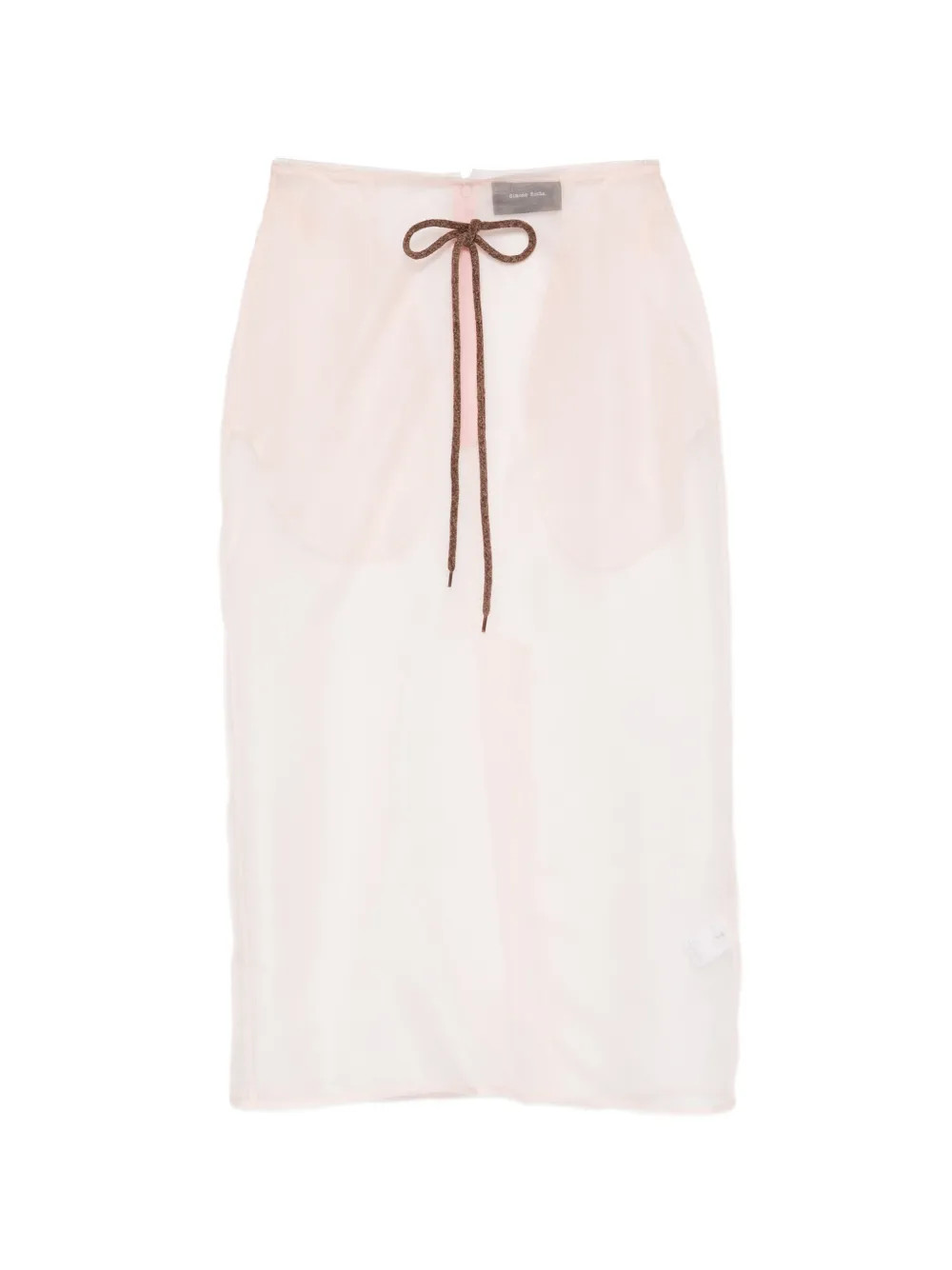 Simone Rocha sheer frayed column midi skirt - Pink | Farfetch Global