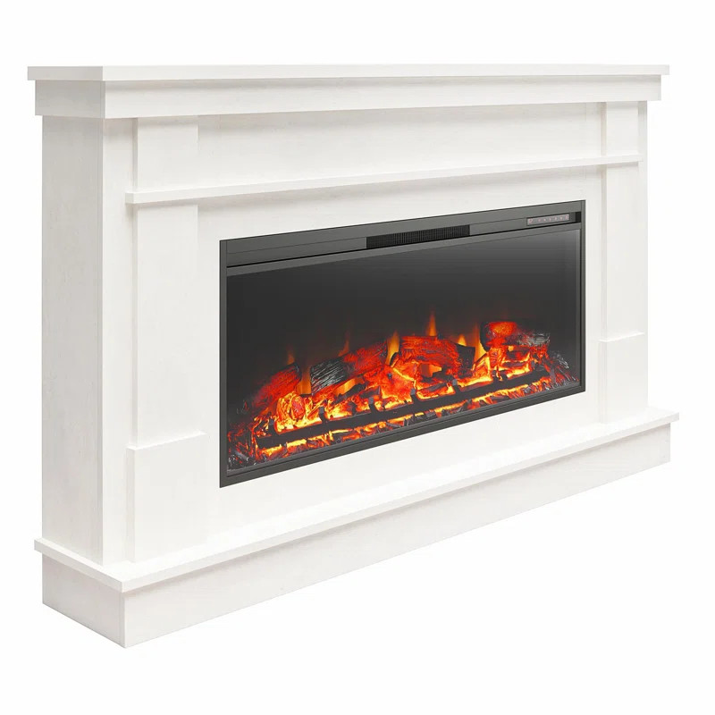 Ashmun Wide Mantel With Linear Electric Fireplace | Wayfair North America