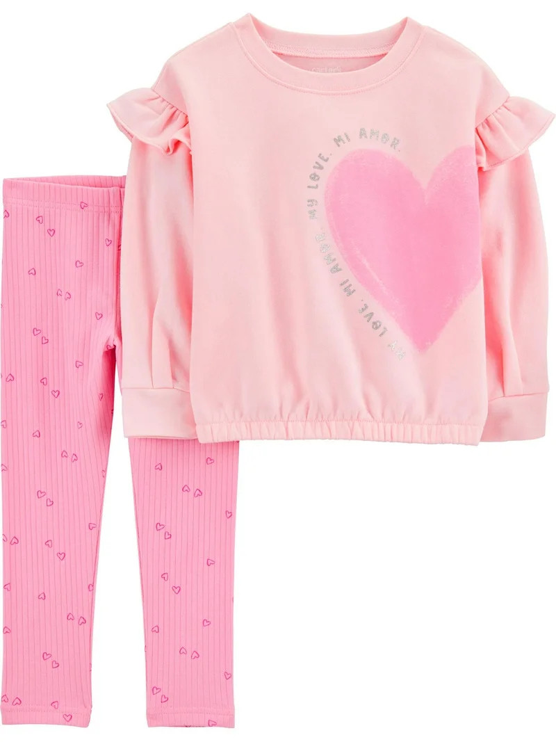 Carter's Child of Mine Baby and Toddler Girl Valentine's Day Outfit Set, 2-Piece, Sizes 12M-5T | Walmart (US)