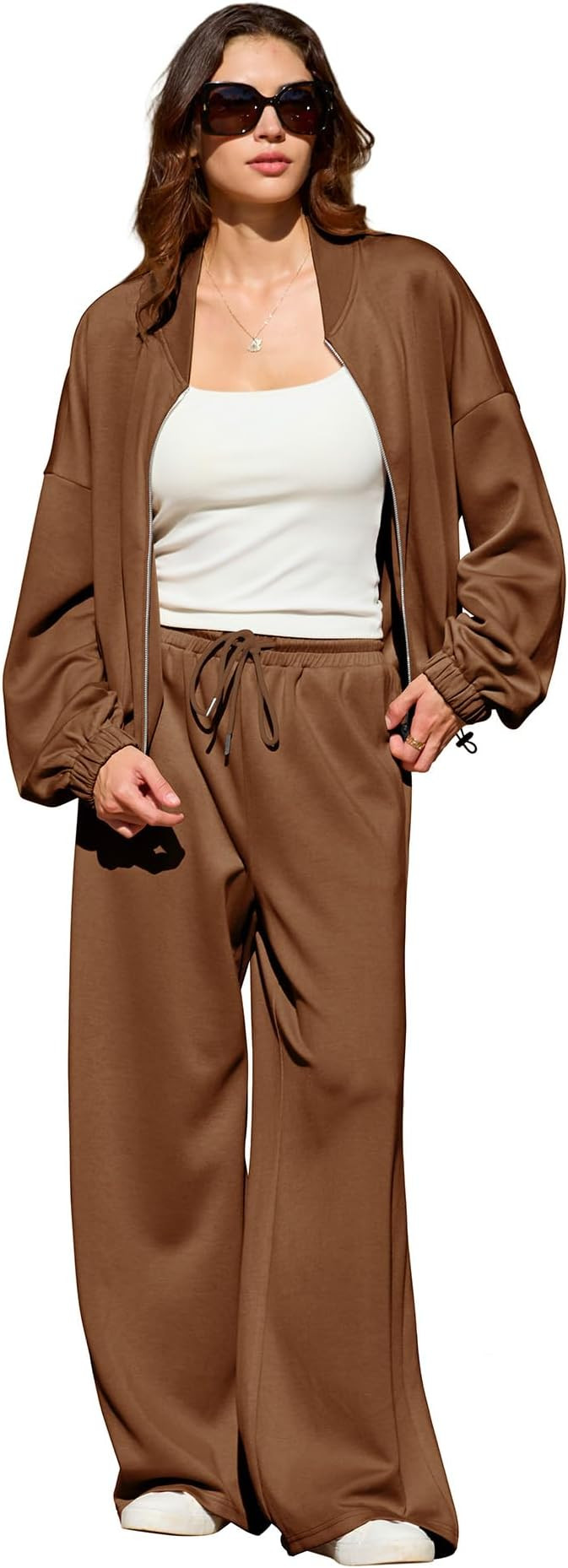 KFUBUO Women 2 Piece Outfits Fall Tracksuit Long Sleeve Zip Up Sweatshirt Jogger Pants Lounge Set... | Amazon (US)