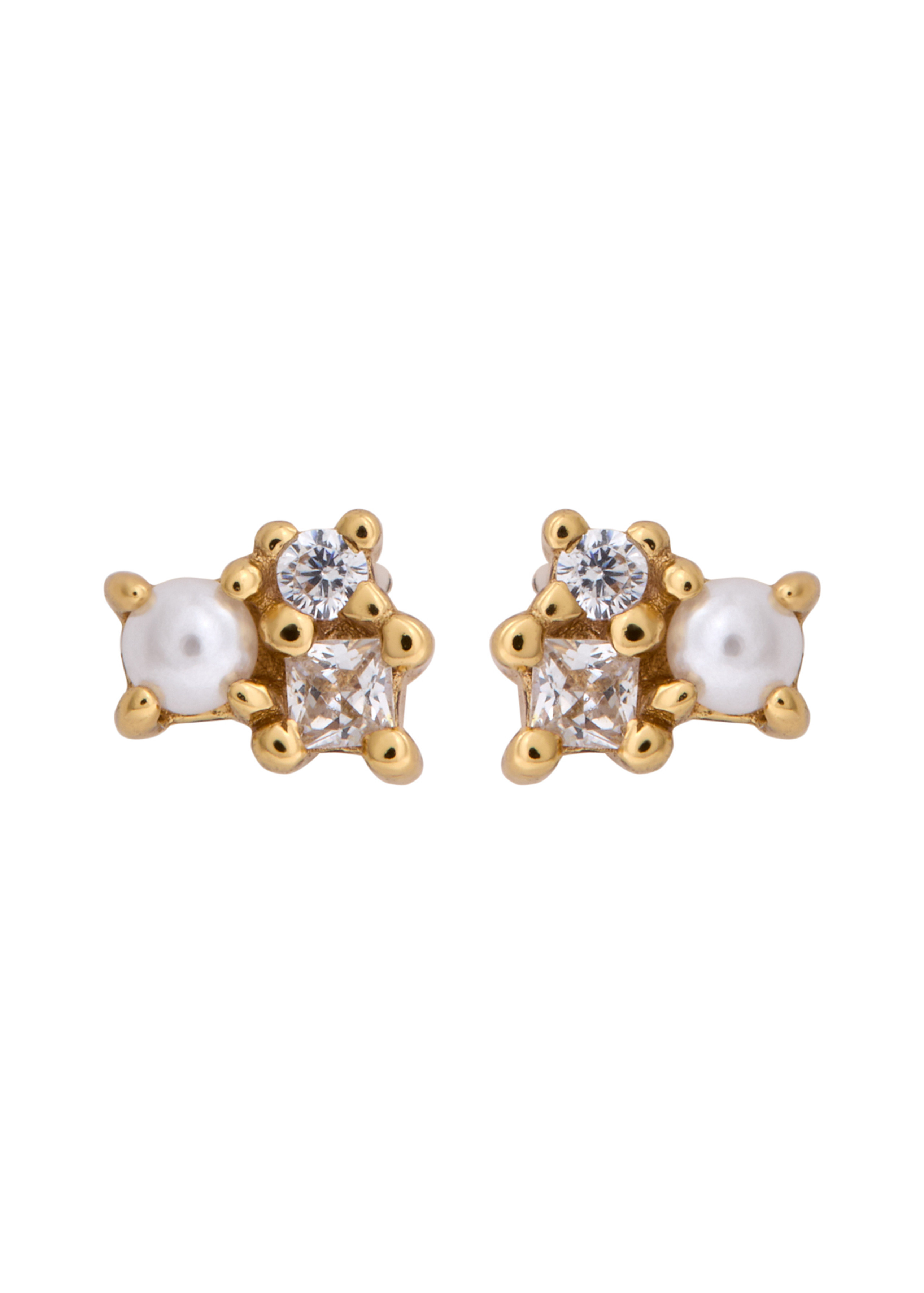 Pearl and crystal-embellished 18kt gold-plated stud earrings | Harvey Nichols