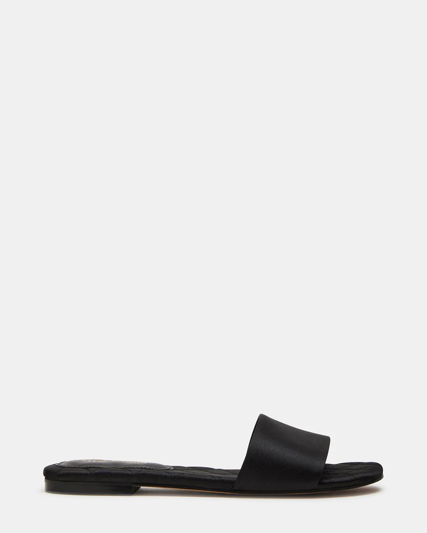 MOJITO Black Quilted Slide Sandal | Women's Sandals | Steve Madden (US)