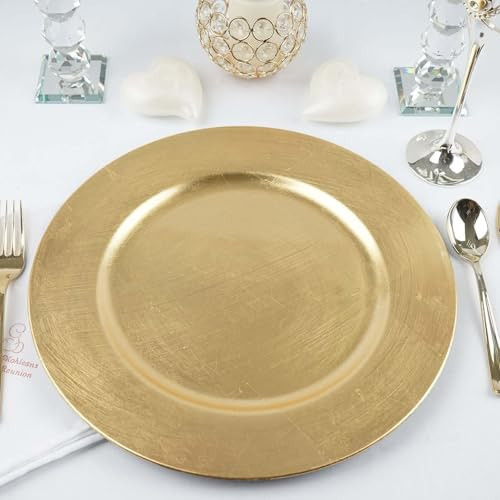 Efavormart 6 pcs 13" Gold Round Charger Plates for Tabletop Decor Holiday Wedding Catering Event Decoration | Amazon (US)