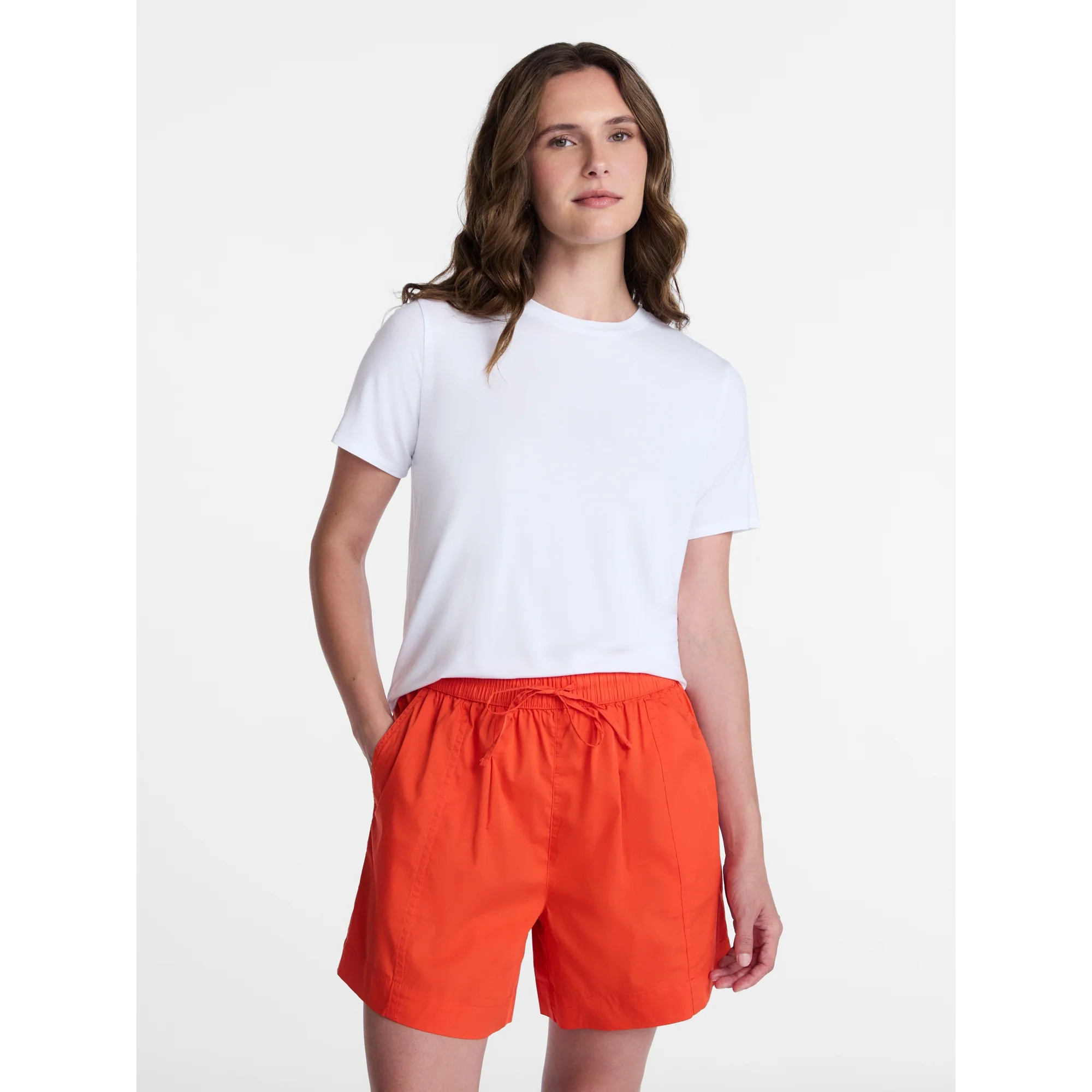 Time and Tru Women's Draped Boxy Tee with Short Sleeves, Sizes XS-XXXL | Walmart (US)