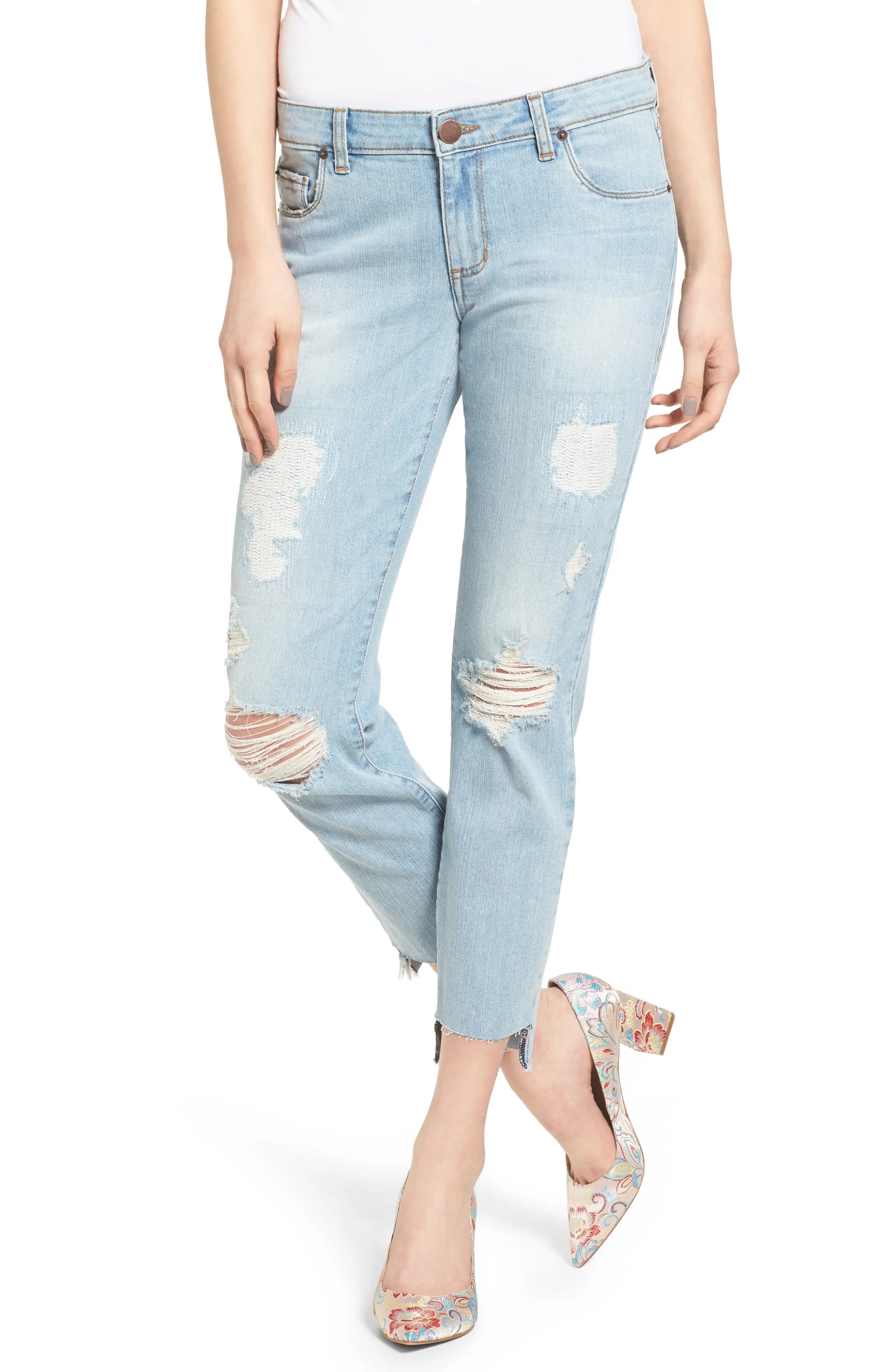 Taylor Tomboy Ripped Boyfriend Jeans with Step Hem | Nordstrom