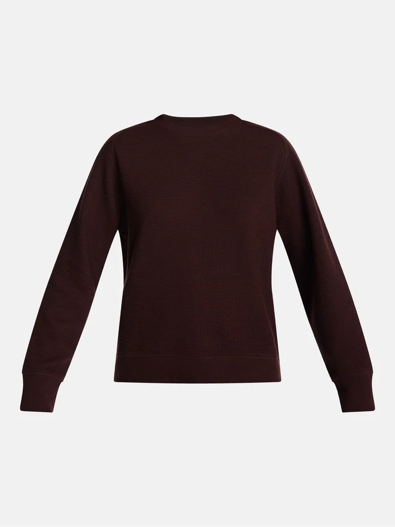 Scenario Women's Waffle Knit Crewneck Tee with Long Sleeves, Sizes XS-XXXL | Walmart (US)