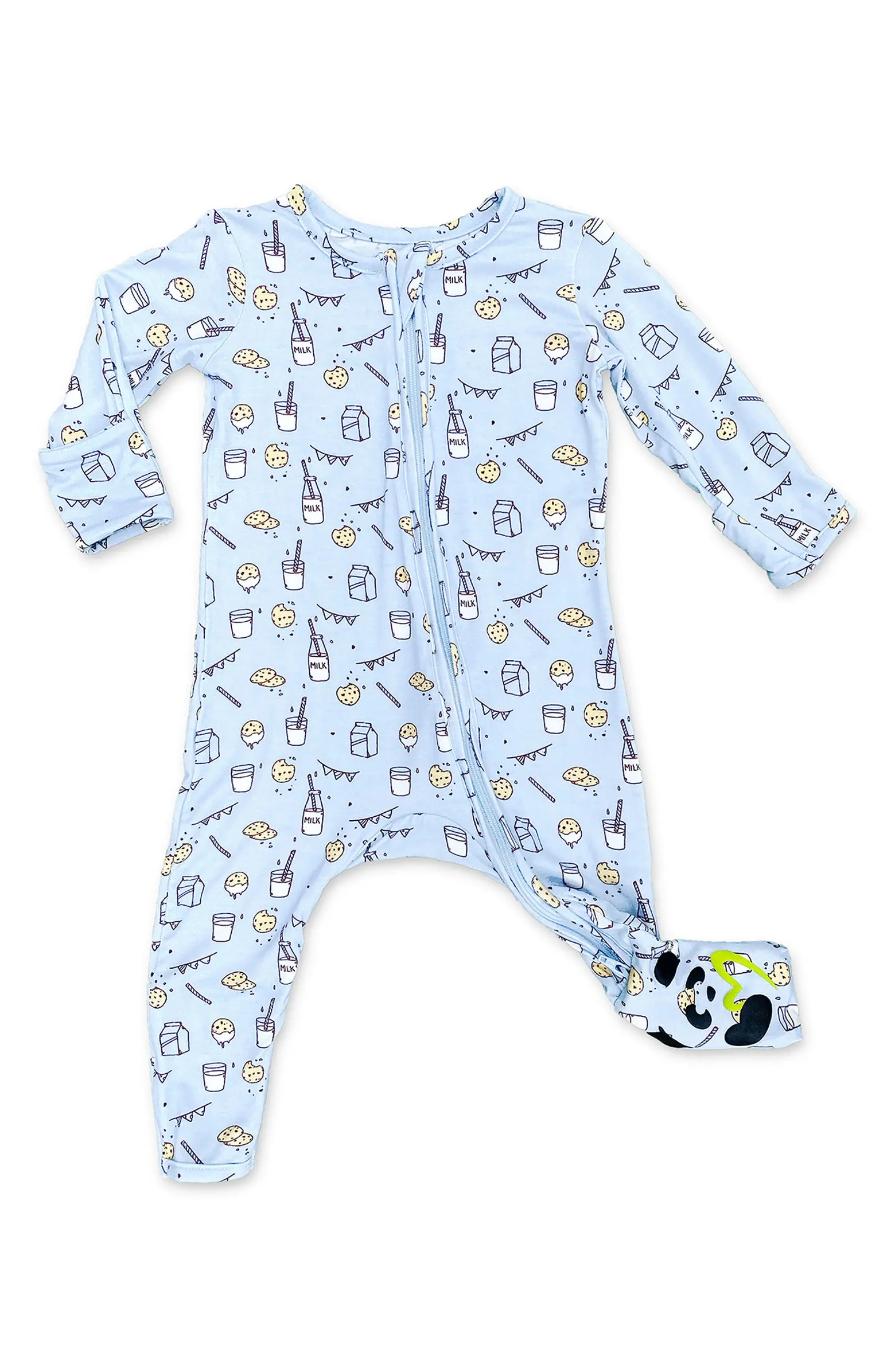 Kids' Milk & Cookies Blue Convertible Footie Pajamas | Nordstrom