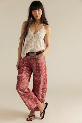 We The Free Good Luck Printed Barrel Jeans | Free People (Global - UK&FR Excluded)