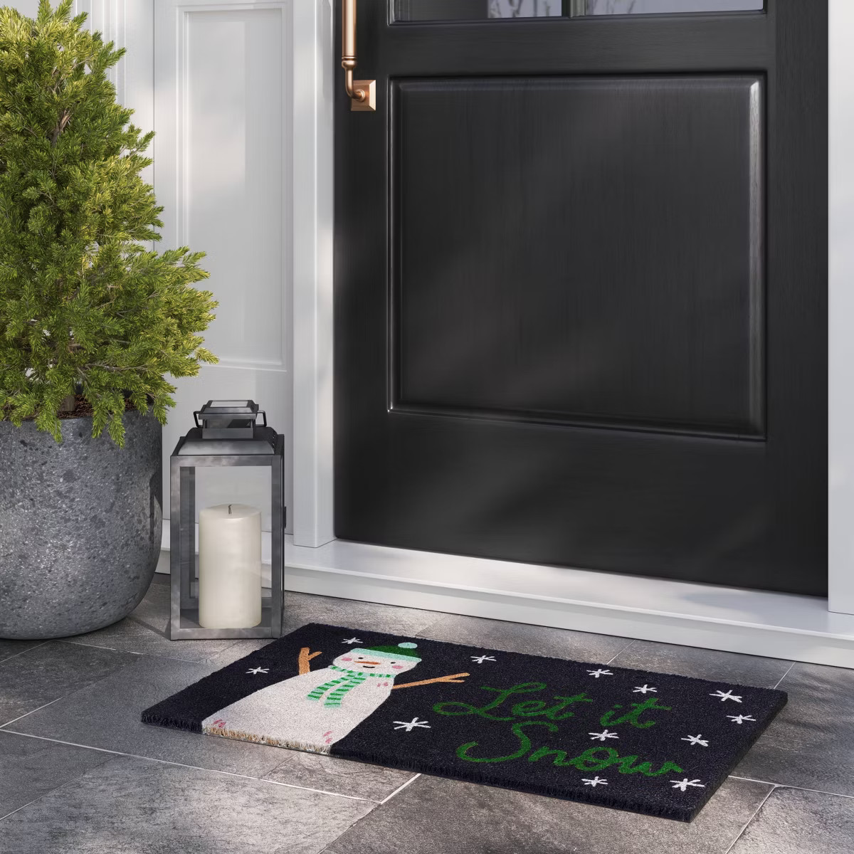 1'6"x2'6" 'Let It Snow' Coir Christmas Doormat Blue/White - Wondershop™ | Target