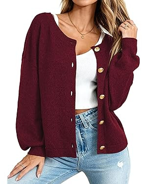 MASCOMODA Fall Long Sleeve Oversized Cardigan Sweaters for Women Trendy Short Open Front Gold But... | Amazon (US)