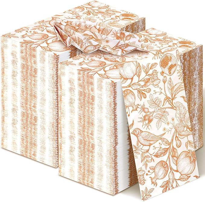 200 Pcs Fall Disposable Hand Towels for Bathroom Fall Guest Napkins White Orange Pomegranate Gues... | Amazon (US)