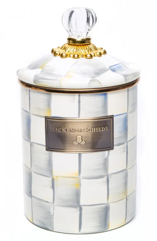 MACKENZIE CHILDS Sterling Check Enameled Steel Medium Canister at Nordstrom | Nordstrom