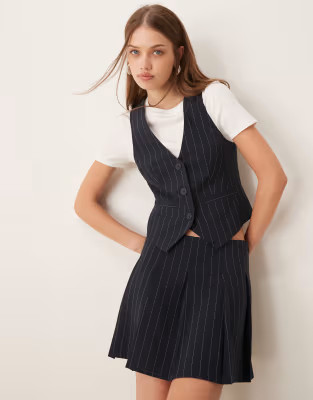 ASOS DESIGN waistcoat in navy pinstripe | ASOS | ASOS (Global)