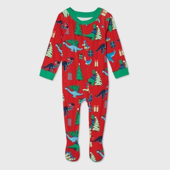 Baby Holiday Dinosaur Print Matching Family Footed Pajama - Wondershop™ Red | Target