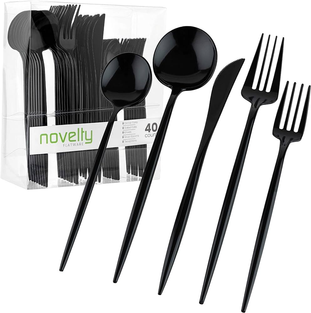 Novelty Modern Flatware Cutlery Combo Set (Black, 80) | Amazon (US)