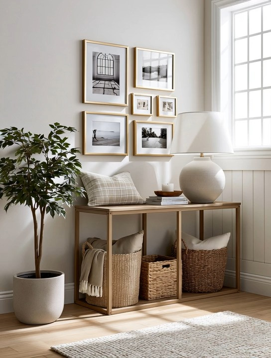 Wall galleries don't have to fill an entire wall.

This is what a wall gallery looks like in a calm, minimalist home.

Just four to six thoughtfully chosen frames can completely transform an empty wall into something personal and timeless.

Our favorite choice? Gold frames.

Gold has been used in interiors for centuries because it quietly adds warmth, elegance, and a refined finish without overpowering the room. Whether you fill them with family memories, travel photographs, architectural prints, or simple black-and-white artwork, a matching set instantly creates a cohesive designer look.

Keep the spacing consistent, let the frames breathe, and allow each piece to tell its own story.

Pair your gallery with a simple console table, an oversized table lamp, a woven basket, and a touch of greenery, and you've created a corner that feels intentional without feeling busy.

Sometimes, simplicity makes the strongest statement.

We've linked our favorite gold frames in multiple sizes so you can create this beautiful look at home.

Elegance is about taste, not about square footage.

#WallGallery #GalleryWall #HomeDecor #LTKHome 

 #LTKHome
