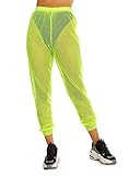 iHeartRaves Take Control High Waisted Fishnet Joggers (Neon Yellow, 3X) | Amazon (US)
