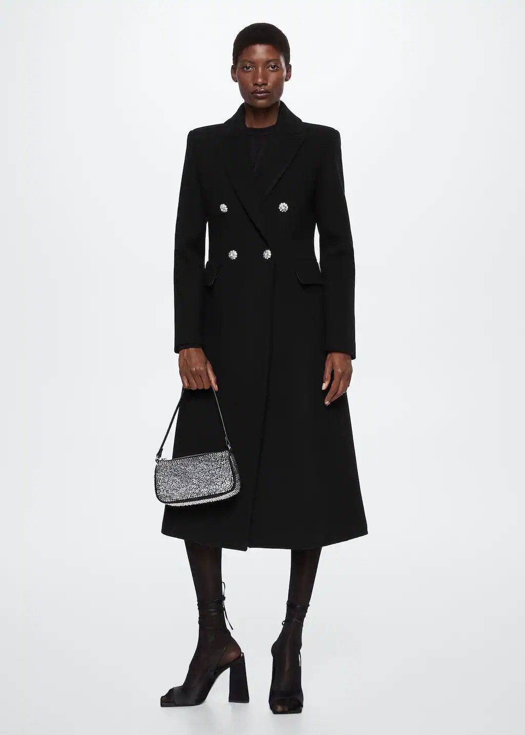 Wool coat with jewel buttons | Black Coat Coats | Winter Coat Coats | Winter Outfit | MANGO (US)