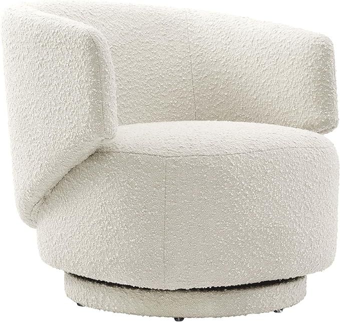 Modway Celestia Boucle Fabric Accent Swivel Chair in Ivory | Amazon (US)