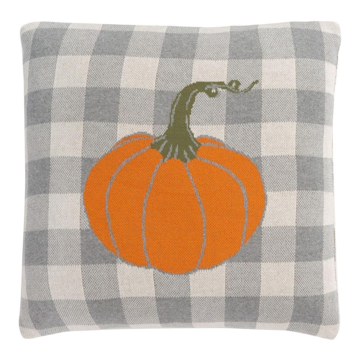 Fall Pumpkin Pillow - Light Grey/Natural/Orange/Sage  - 20"x20'' - Safavieh | Target