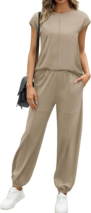 Aloodor Sweatsuit for Women 2 Piece Outfits for Womens Crewneck Sweatshirts Pullover | Amazon (US)