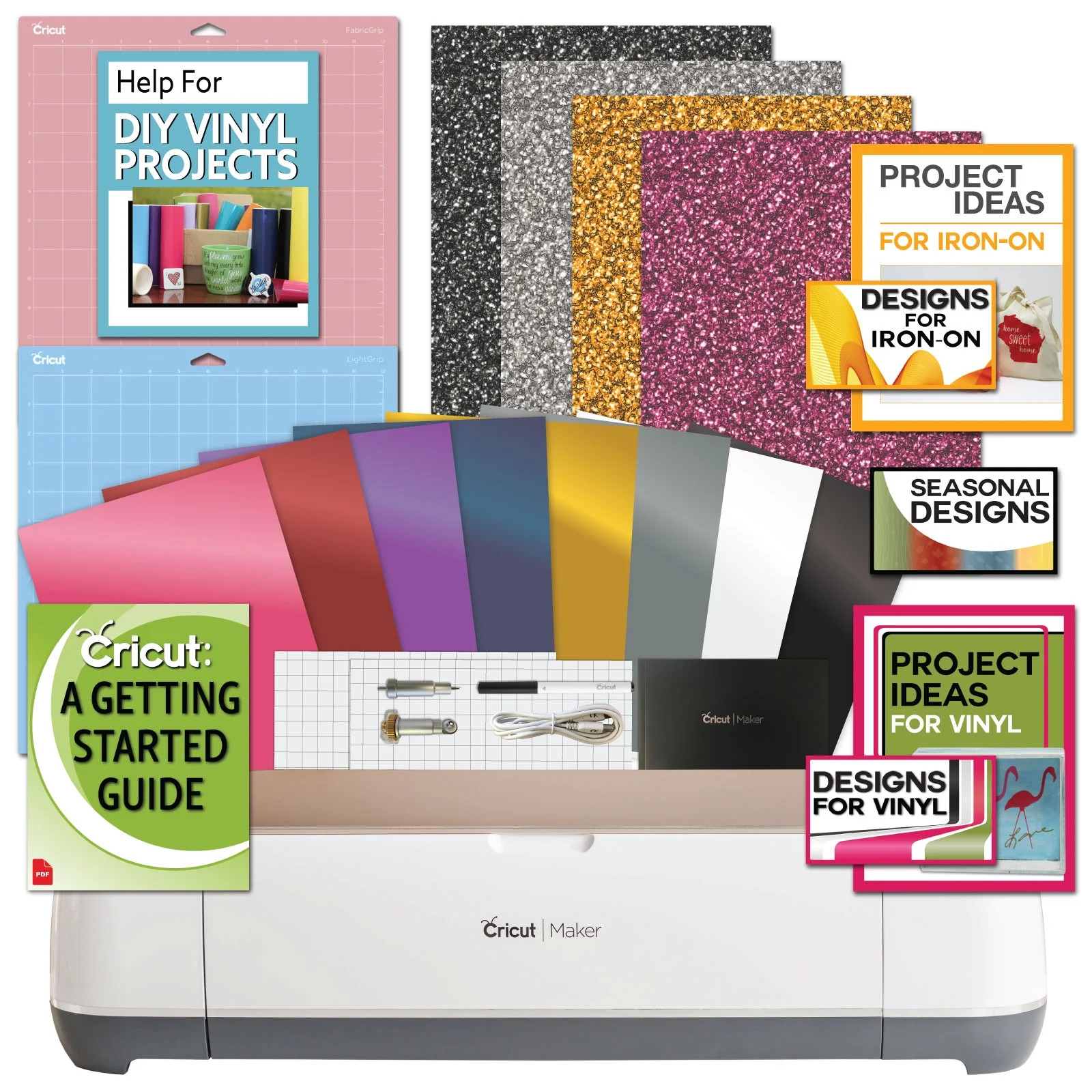 Cricut Maker Champagne Machine Bundle 4 Vinyl Projects Guide - Walmart.com | Walmart (US)