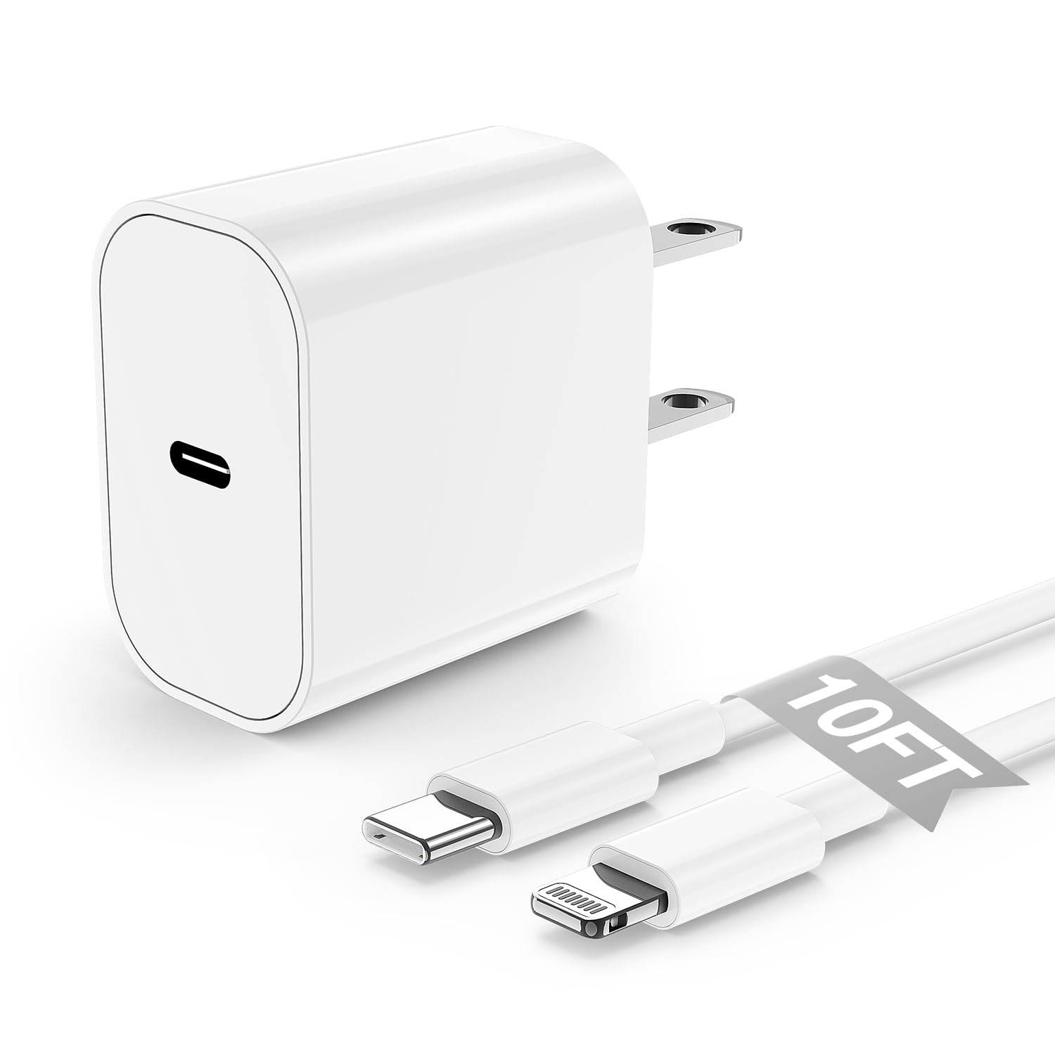 for 10ft iPhone Charger Fast Charging Block, Type C Wall Charger Plug with Long USB C to Lightnin... | Amazon (US)