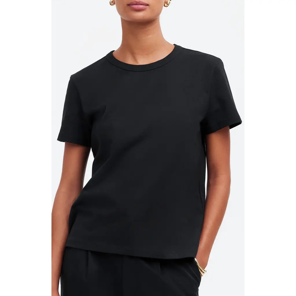 Madewell Perfect Crewneck T-Shirt in Jet Black at Nordstrom, Size Xx-Small | Nordstrom